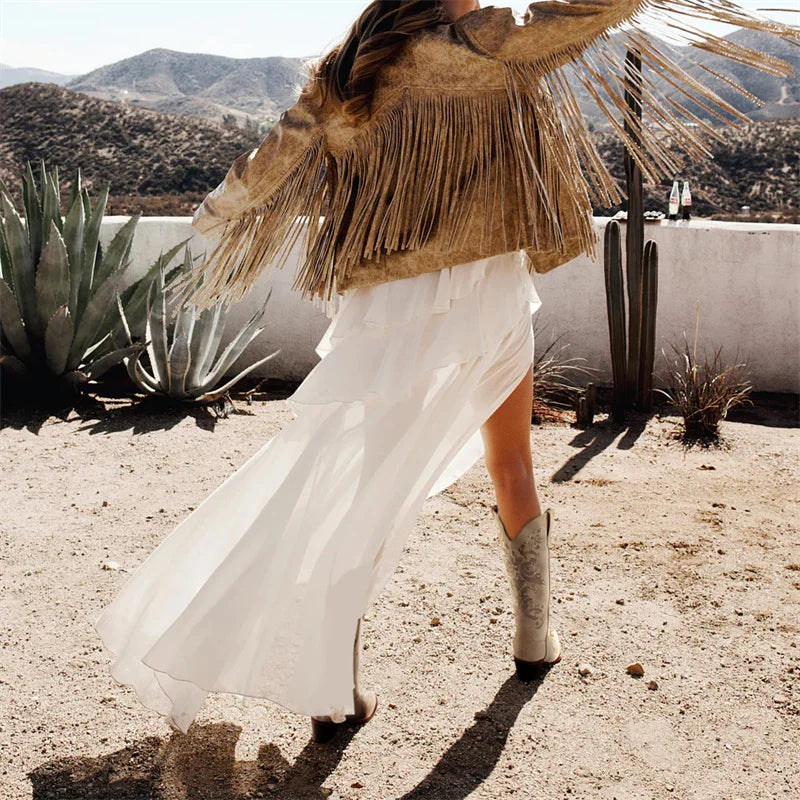 Desert Dazzle White Western Boots – Embroidered Drag Cowgirl Chic