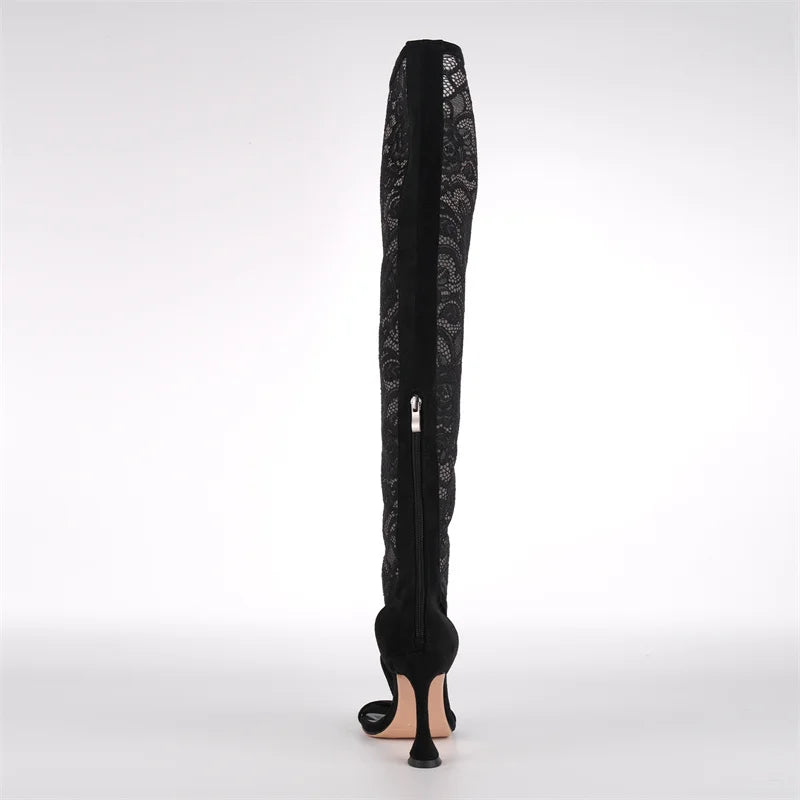 Lace Over-the-Knee Boots - Thigh-High Stiletto Heels