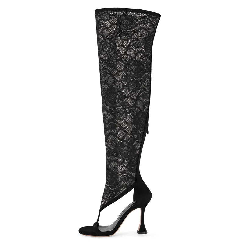 Lace Over-the-Knee Boots - Thigh-High Stiletto Heels