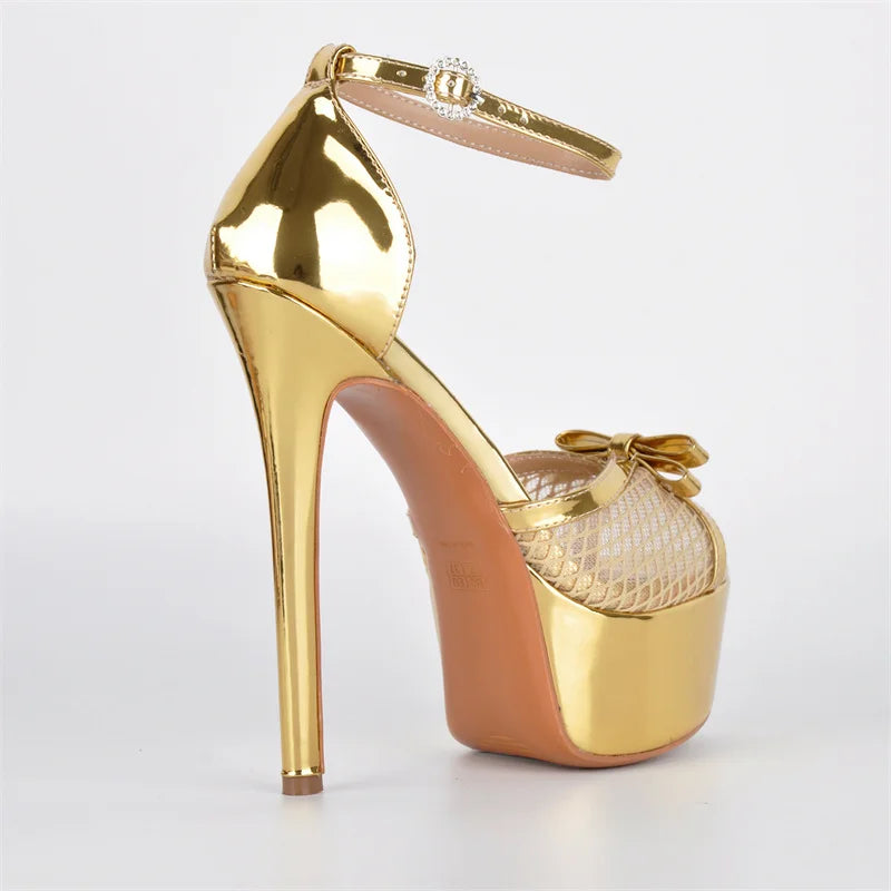 Platform Peep Toe Stiletto Heels - Ankle Strap Party Sandals