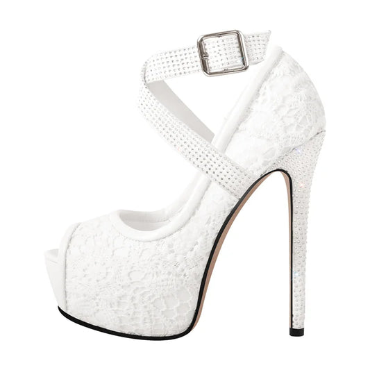Lace Floral Mesh Platform Pumps – Peep Toe Heels for Drag Queens