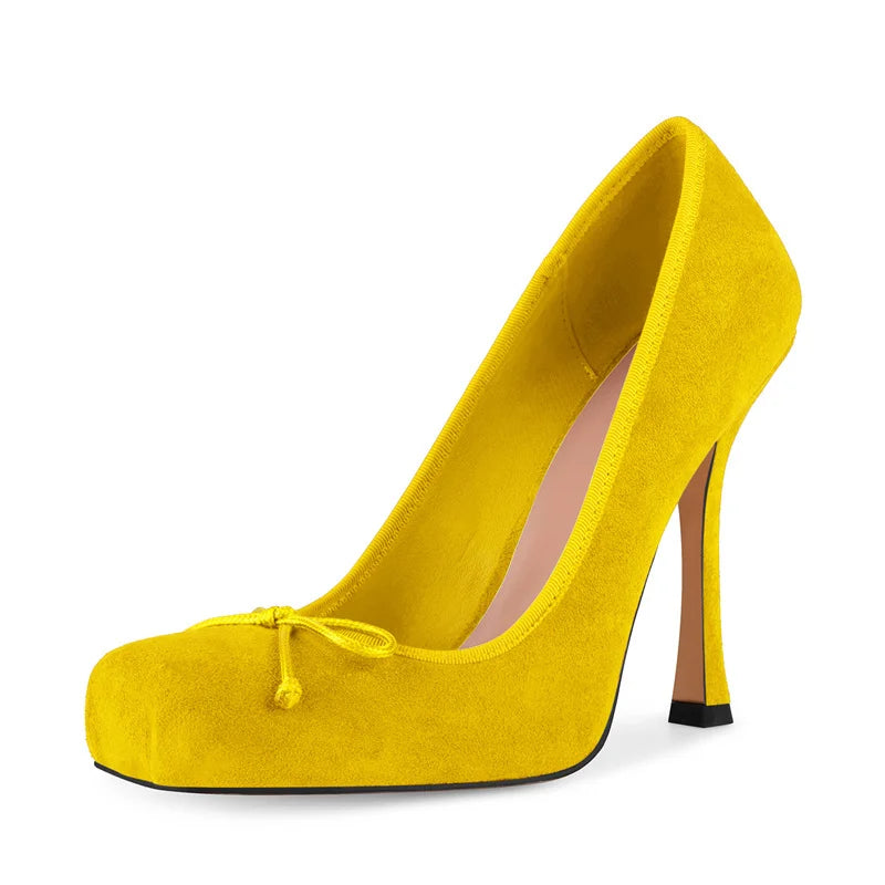 Satin Square Toe Pumps - Lace-Up Ankle Strap Stiletto Heels