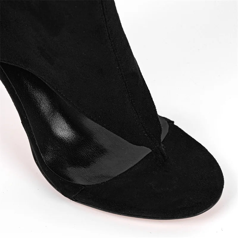 Peep Toe Cut-Out Mid-Calf Boots - Side Zipper Heels