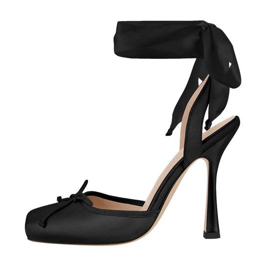 Onlymaker Satin Bow Stiletto Heels - Stage-Ready Party Sandals