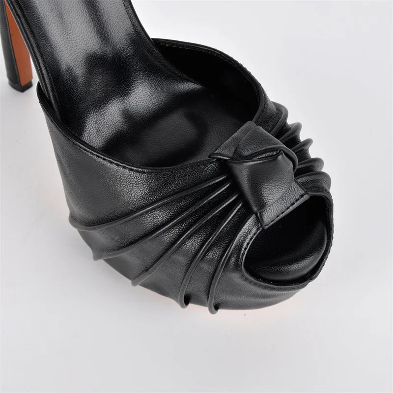 Platform Peep Toe Stiletto Heels - Ankle Strap Party Sandals
