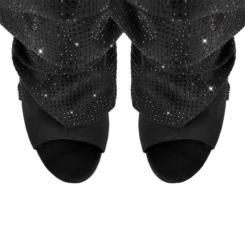 Drama Drop Ruffle Heels – Sequin Slay Booties