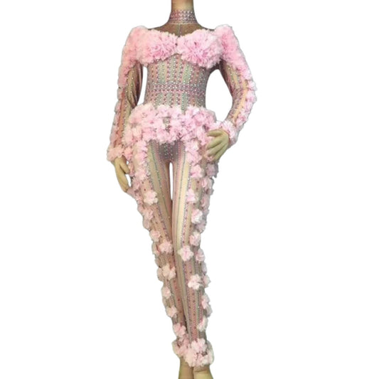 Pink Floral Drag Jumpsuit