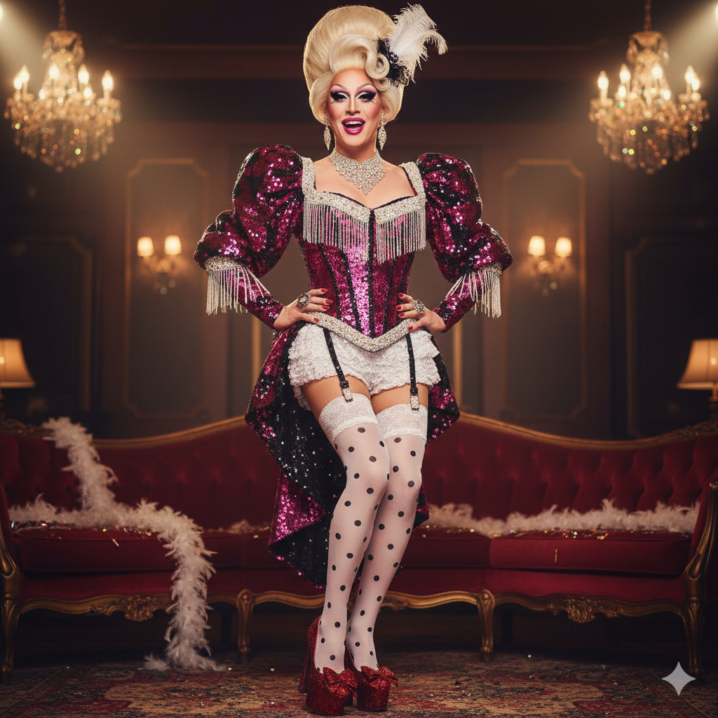 Polka Dot Retro Vintage Stockings - Thigh High Sheer Hosiery for Drag Queens to Add Playful Flair and Fierce Legs