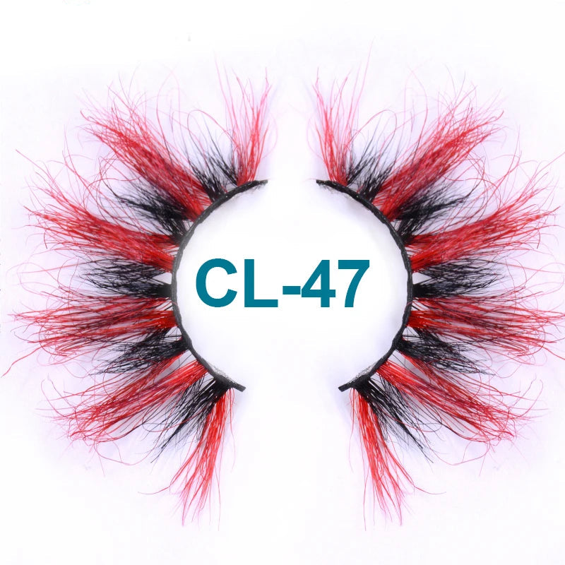 Colored Mink Strip Lashes for Drag & Cosplay – 25mm Rainbow False Eyelashes