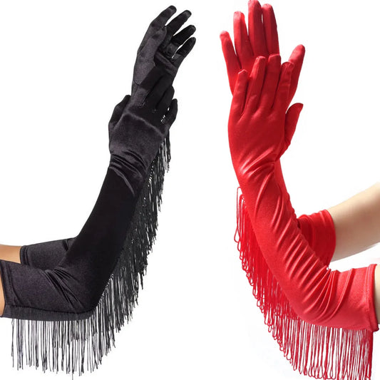 Drag Queen Fringe Long Gloves