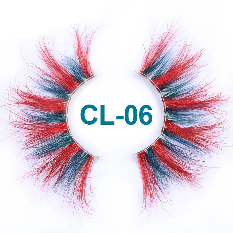 Colored Mink Strip Lashes for Drag & Cosplay – 25mm Rainbow False Eyelashes