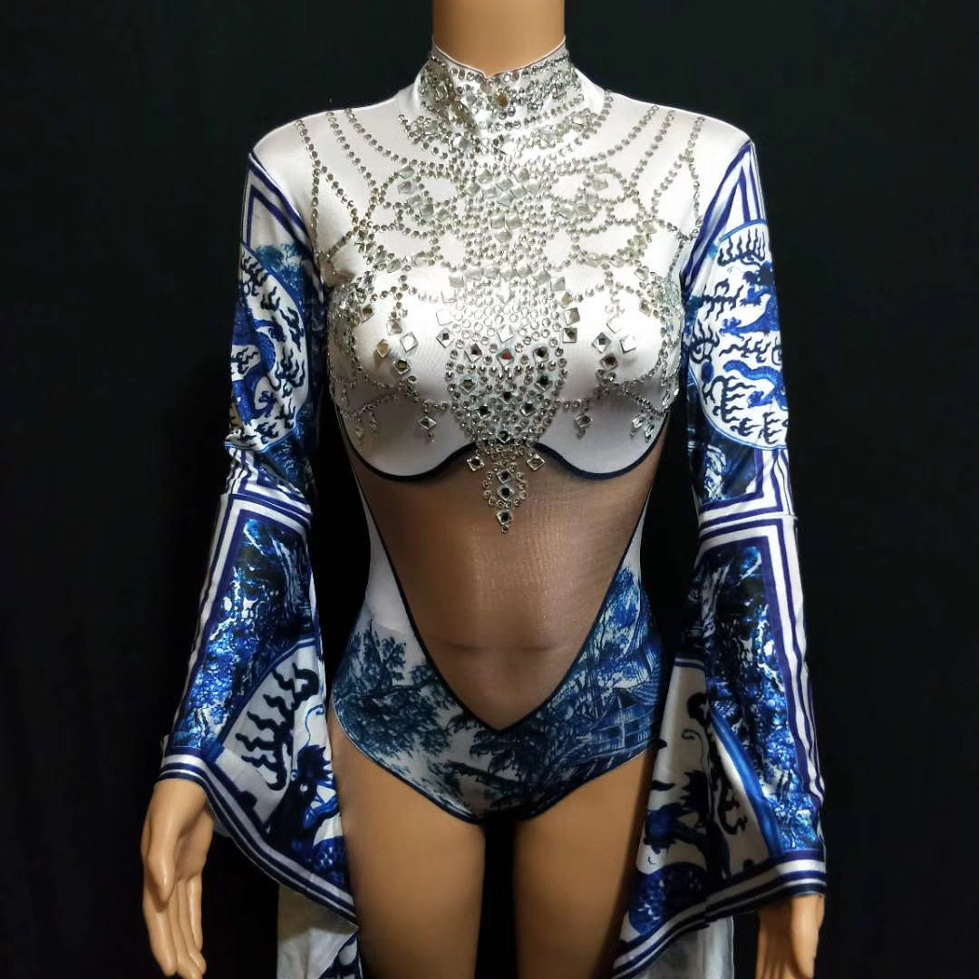 Queen Maya Sparkly Rhinestones Bodysuit