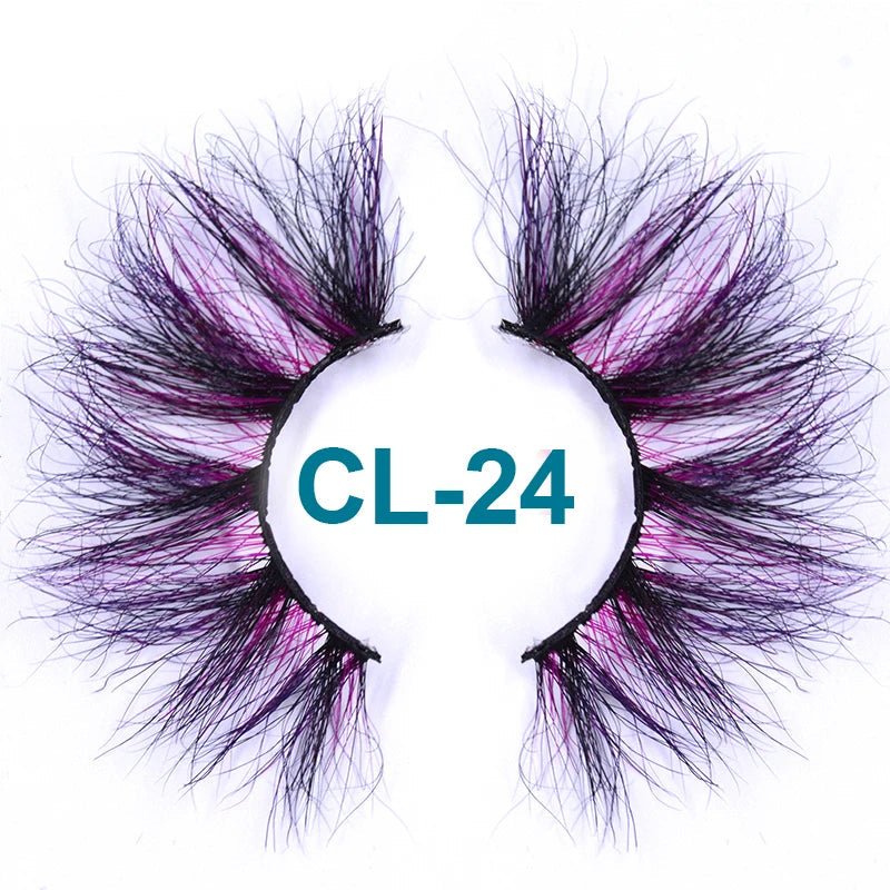 Colored Mink Strip Lashes for Drag & Cosplay – 25mm Rainbow False Eyelashes
