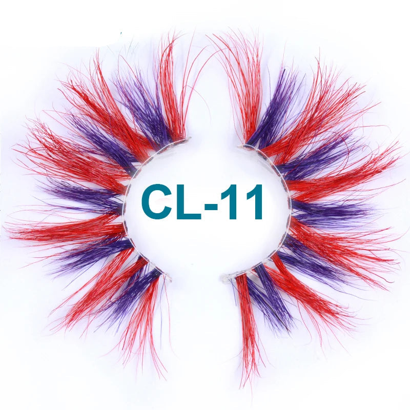 Colored Mink Strip Lashes for Drag & Cosplay – 25mm Rainbow False Eyelashes