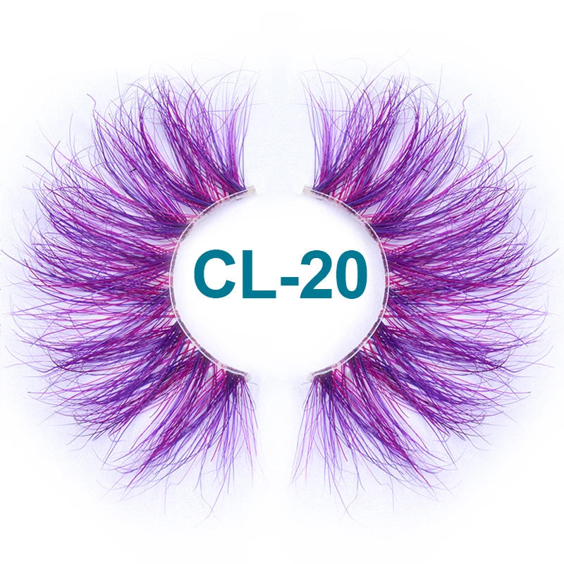 Colored Mink Strip Lashes for Drag & Cosplay – 25mm Rainbow False Eyelashes