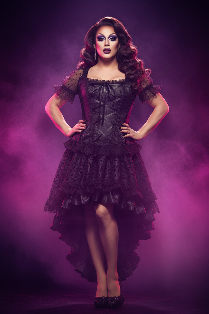 Dauntless Gothic Corset Dress – Drag Queen Performance Gown | Sizes S–6XL