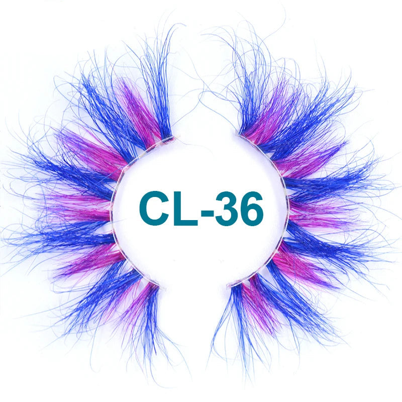 Colored Mink Strip Lashes for Drag & Cosplay – 25mm Rainbow False Eyelashes
