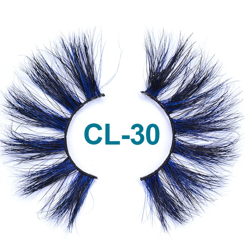 Colored Mink Strip Lashes for Drag & Cosplay – 25mm Rainbow False Eyelashes