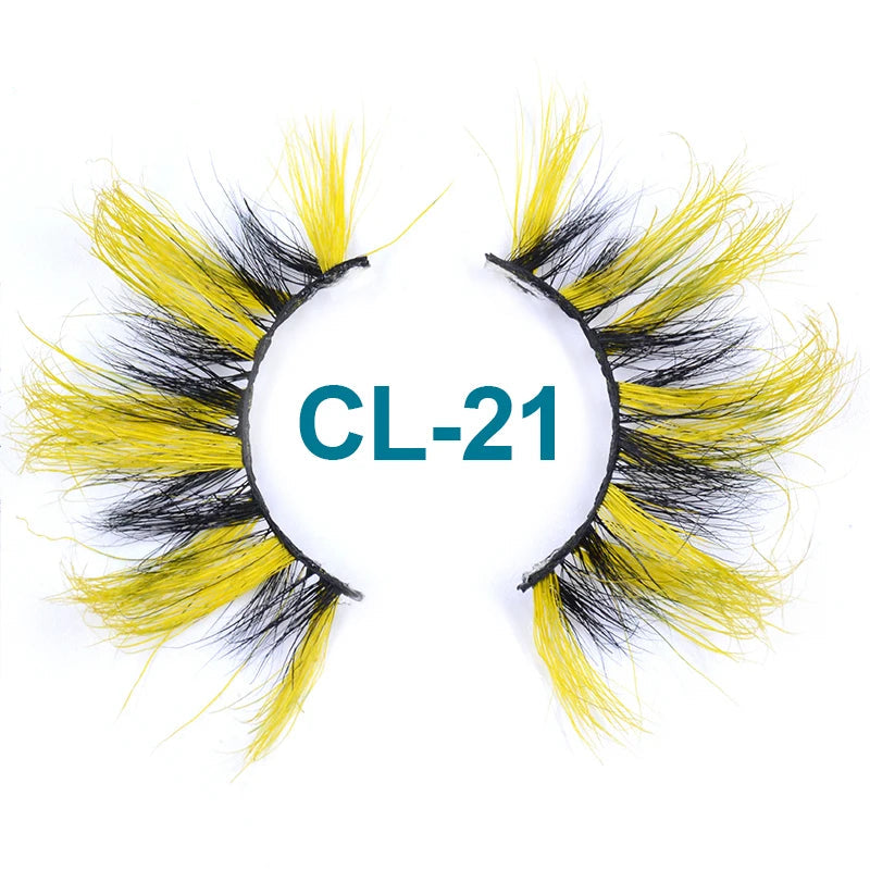 Colored Mink Strip Lashes for Drag & Cosplay – 25mm Rainbow False Eyelashes
