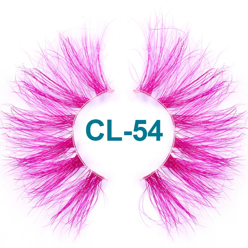 Colored Mink Strip Lashes for Drag & Cosplay – 25mm Rainbow False Eyelashes