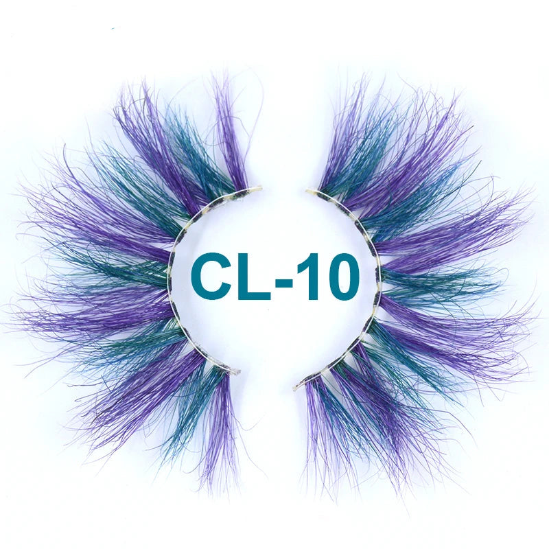 Colored Mink Strip Lashes for Drag & Cosplay – 25mm Rainbow False Eyelashes