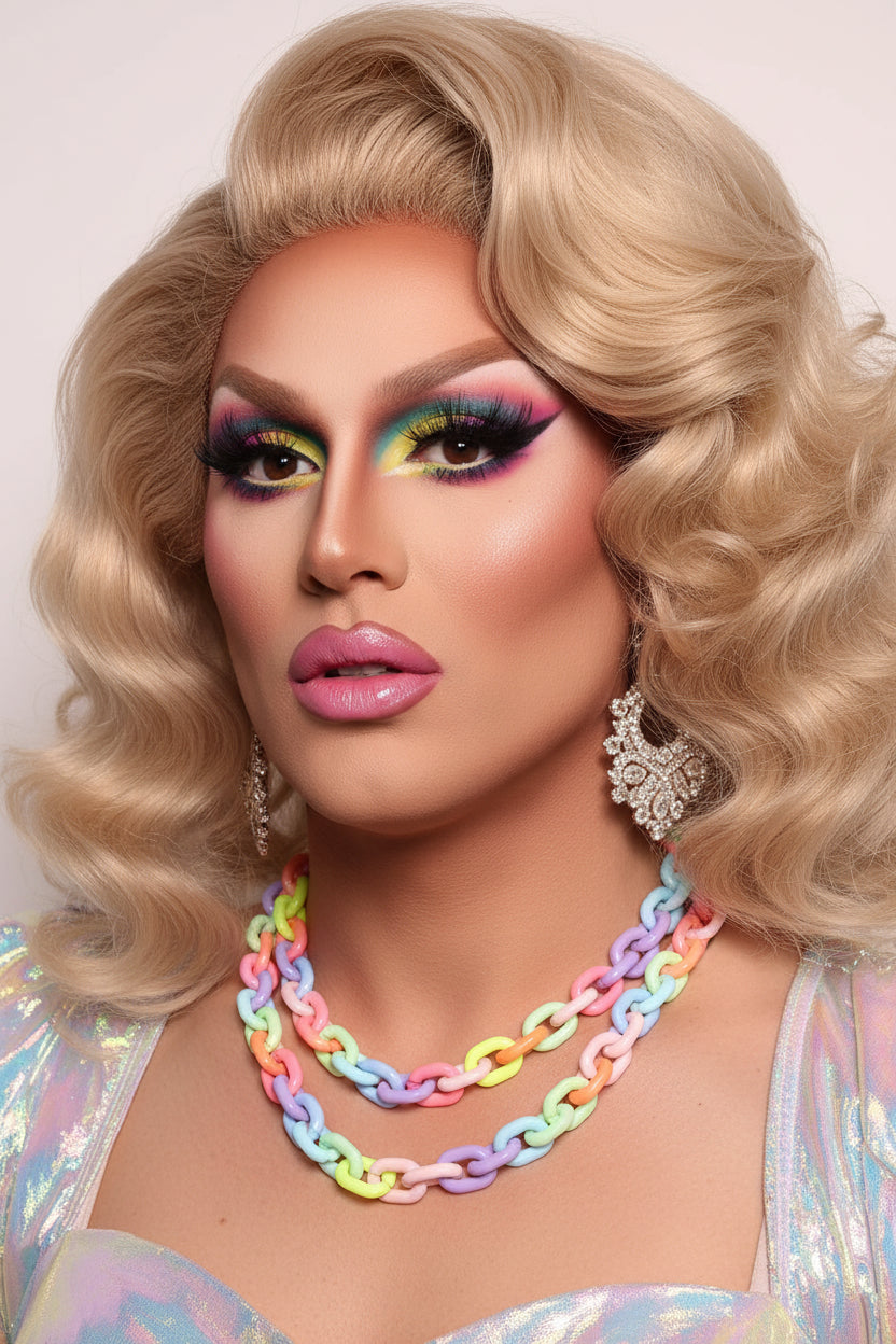 Rainbow Candy Chain Collar Necklace | Chunky Acrylic Link Chain | Pride, Drag & Festival Jewelry