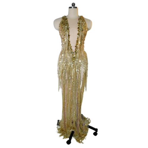 Gold Tassel Drag Queen Dress