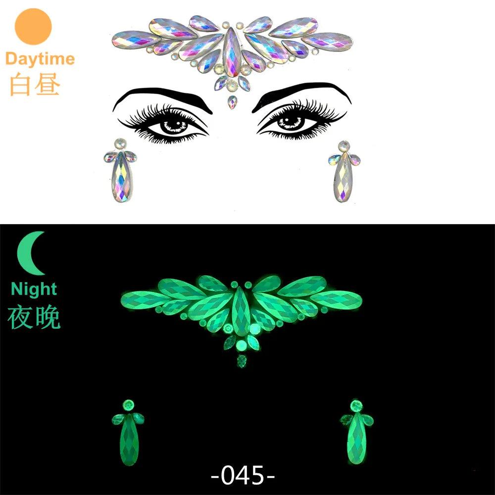 3D Rhinestone Face Jewels & Crystal Festival Stickers