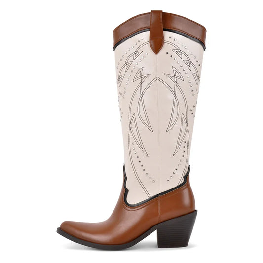Saddle Queen Classic Western Boots – Two-Tone Drag Cowgirl Eleganza