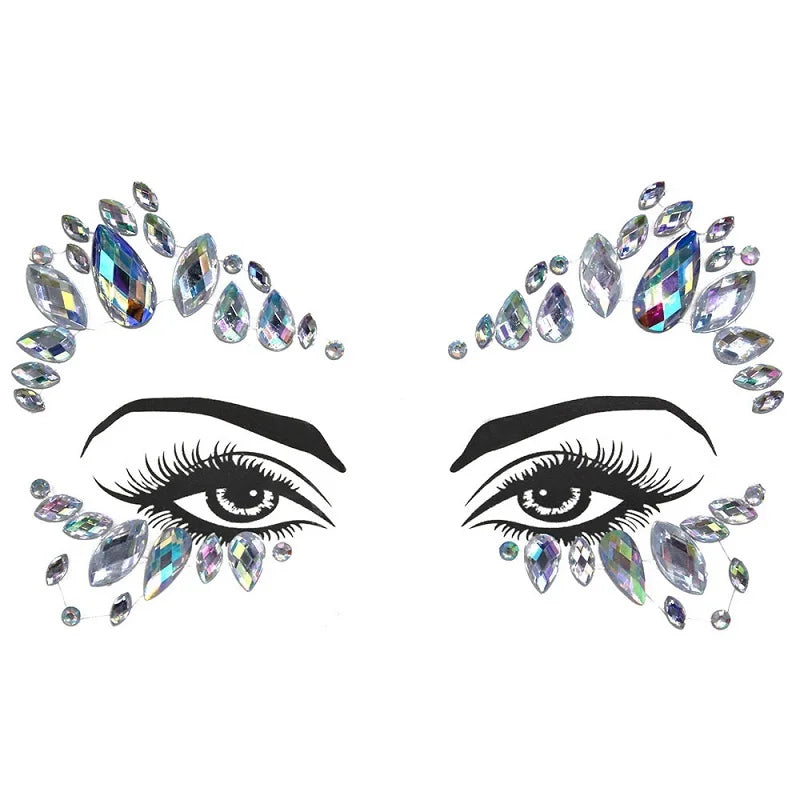 3D Rhinestone Face Jewels & Crystal Festival Stickers