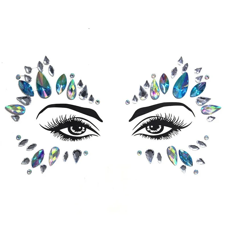 3D Rhinestone Face Jewels & Crystal Festival Stickers