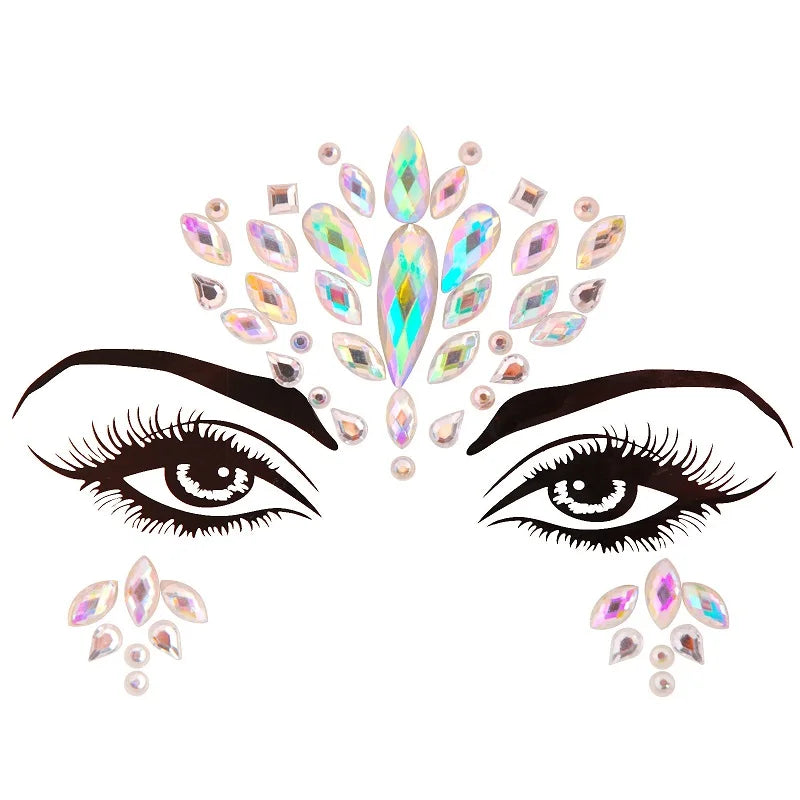 3D Rhinestone Face Jewels & Crystal Festival Stickers