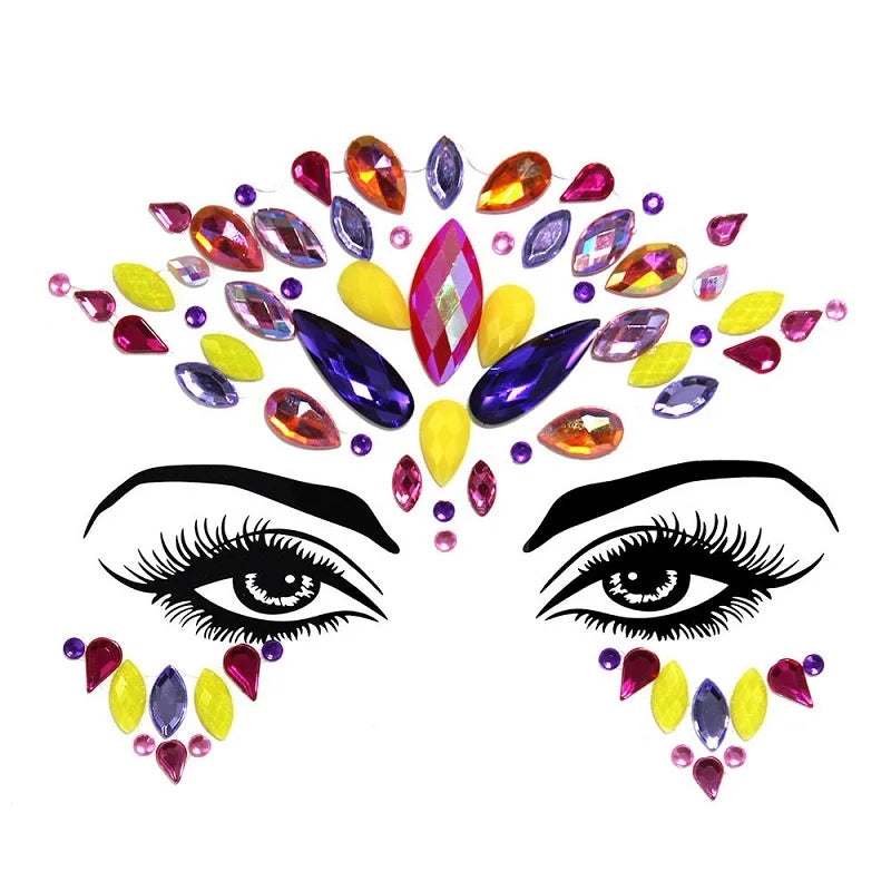 3D Rhinestone Face Jewels & Crystal Festival Stickers