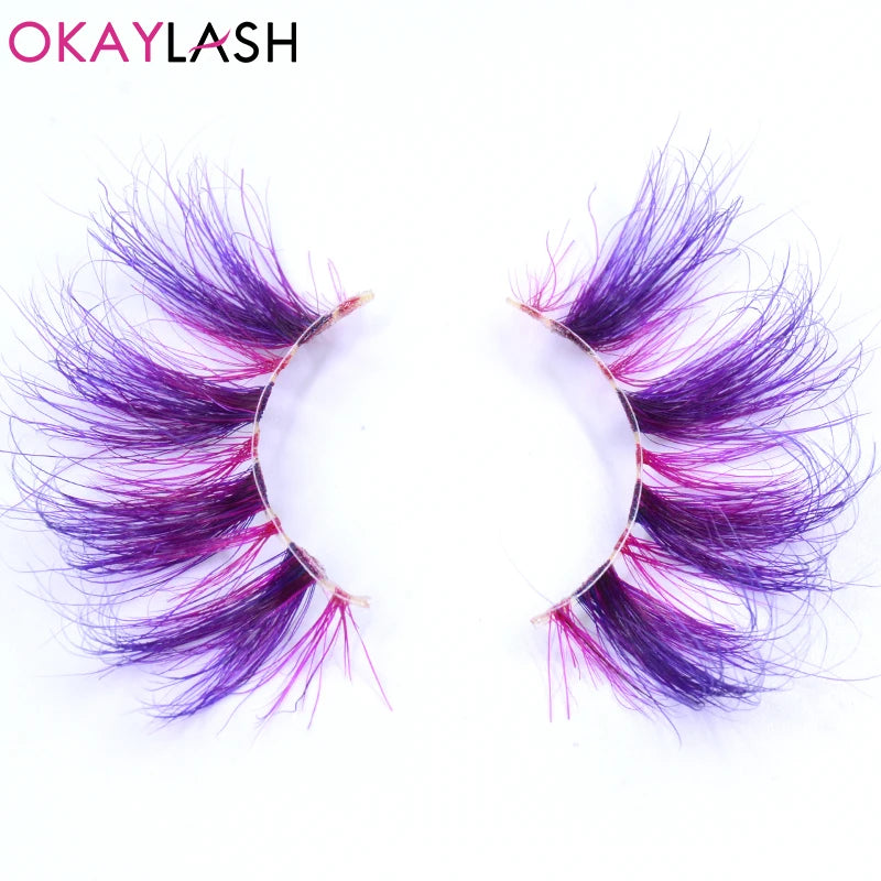 Colored Mink Strip Lashes for Drag & Cosplay – 25mm Rainbow False Eyelashes