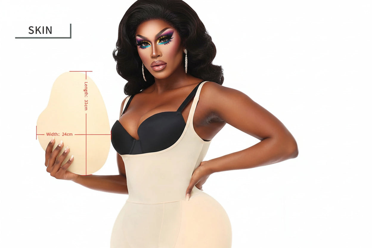 Ultimate Full Body Shaper - Padded Butt Lifter Bodysuit with Removable Hip Pads
