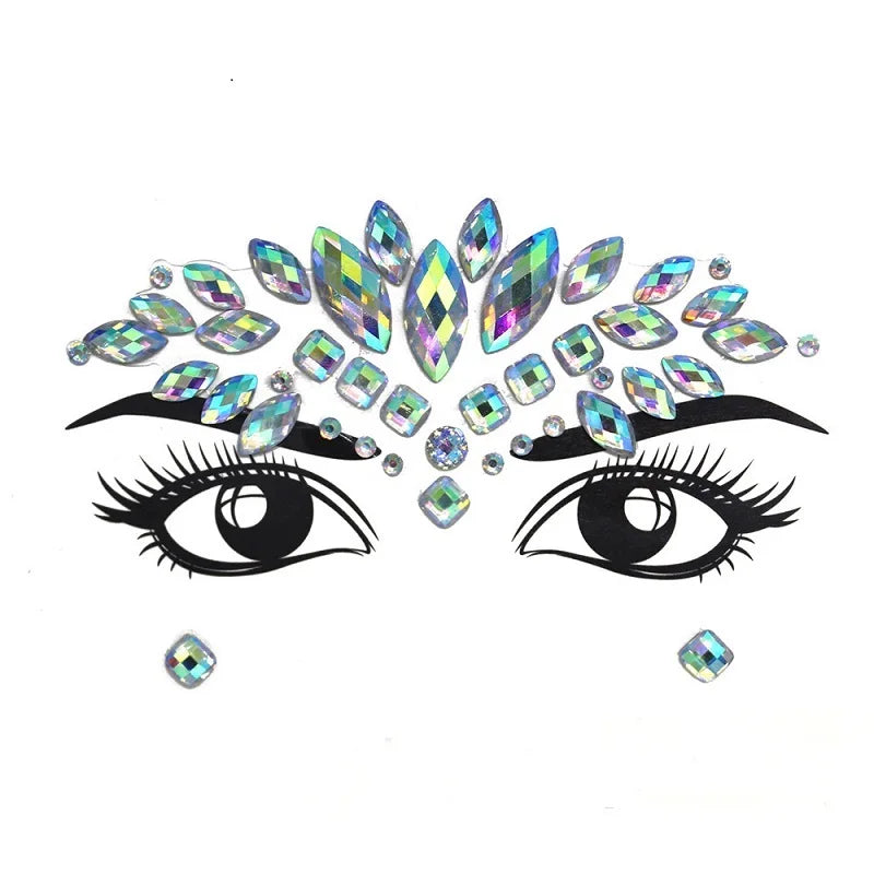 3D Rhinestone Face Jewels & Crystal Festival Stickers