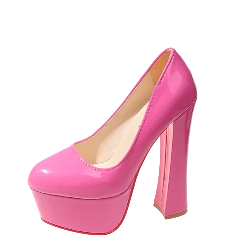 16.5cm Chunky Platform Pump – Color Block Drag Heels | Sizes EU 35–50