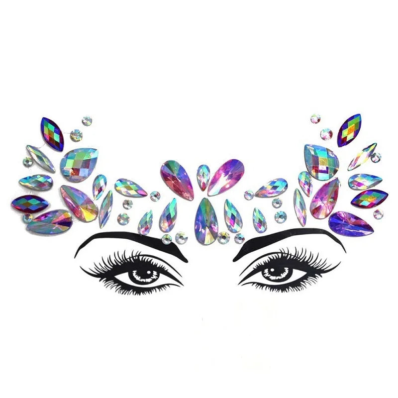3D Rhinestone Face Jewels & Crystal Festival Stickers