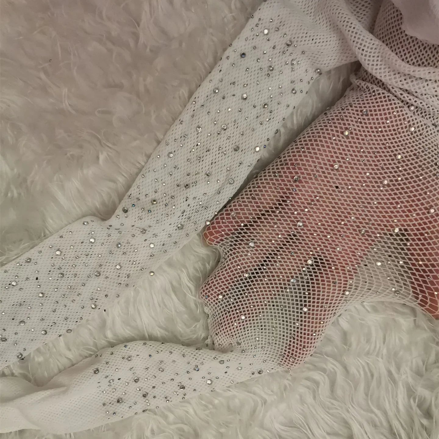 Shiny Rhinestone Fishnet Stockings – Sparkly Drag & Performance Pantyhose