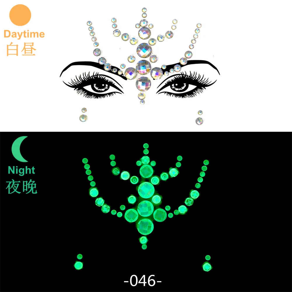 3D Rhinestone Face Jewels & Crystal Festival Stickers