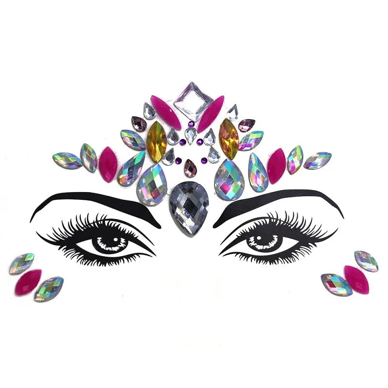 3D Rhinestone Face Jewels & Crystal Festival Stickers
