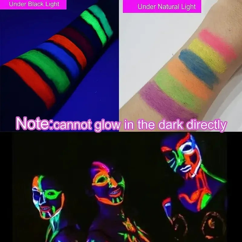 UV Neon Glow Face & Body Paint Sticks | 6-Piece Black Light Kit