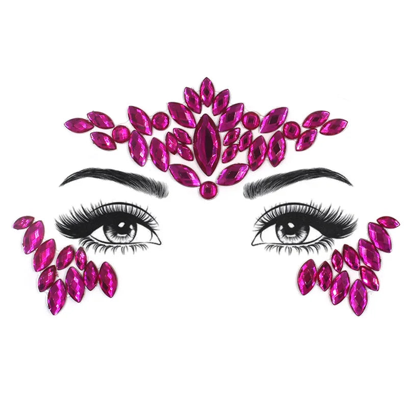 3D Rhinestone Face Jewels & Crystal Festival Stickers