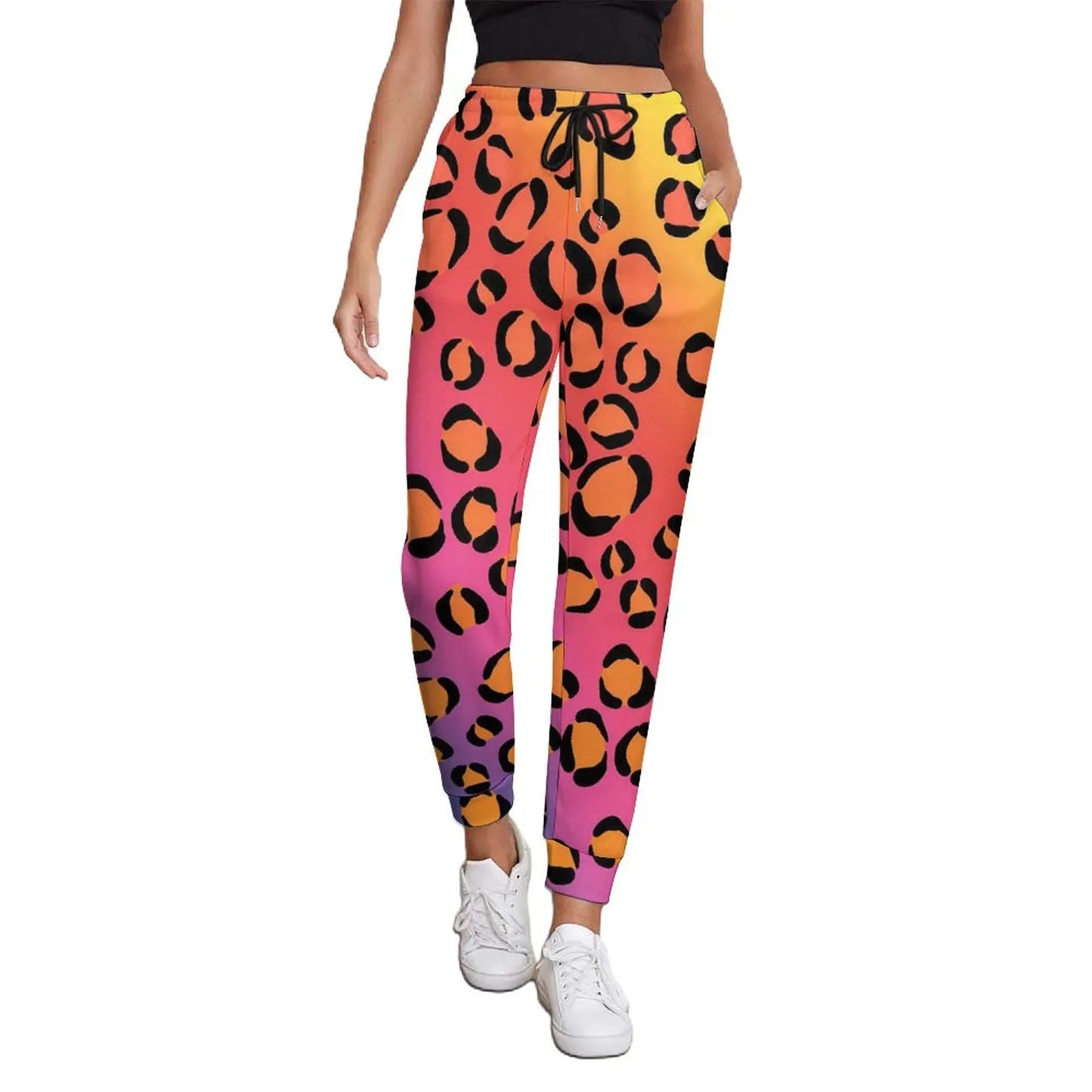 Pride Festival Neon Joggers | Leopard & Rainbow Print Sweatpants | Sizes S–3XL