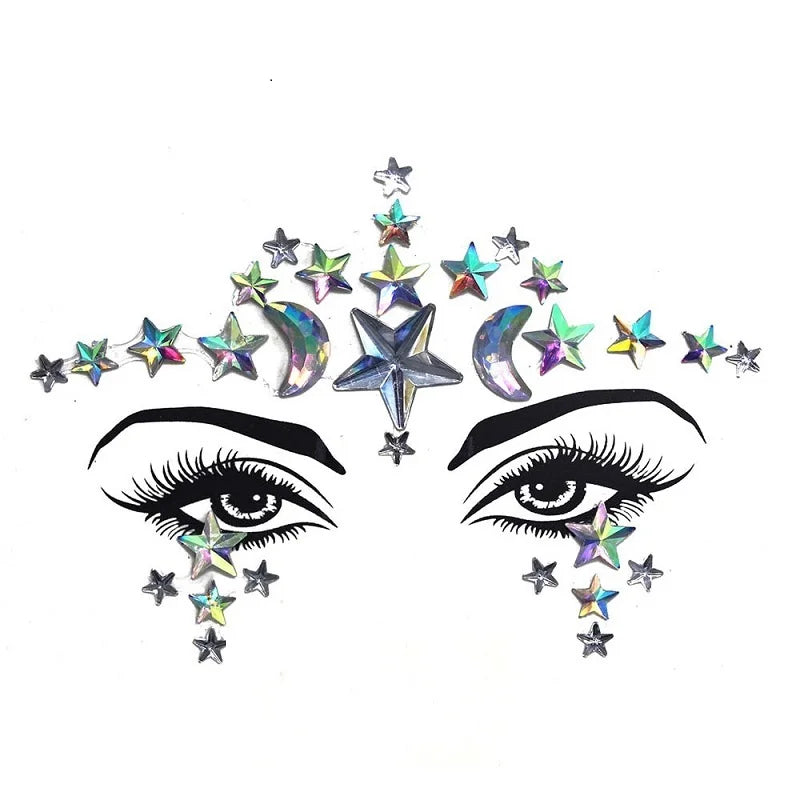 3D Rhinestone Face Jewels & Crystal Festival Stickers