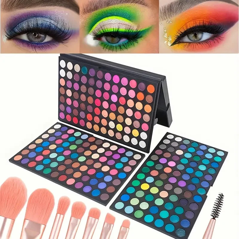 252-Color Eyeshadow Palette – Matte, Shimmer & Metallic Shades with Brush Option