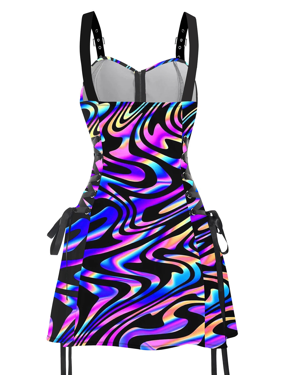 Rainbow Graphic Festival Dress & Shirt | O-Ring Zipper Adjustable Strap | Pride & Music Festival | S–XXL