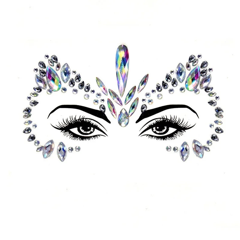 3D Rhinestone Face Jewels & Crystal Festival Stickers