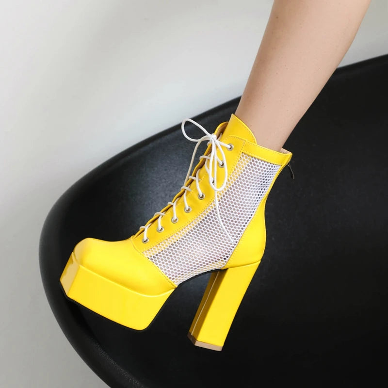 Fierce Mesh Platform Lace-Up Boots – 6.3" Heel Power