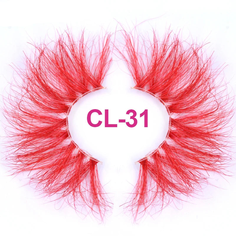 Colored Mink Strip Lashes for Drag & Cosplay – 25mm Rainbow False Eyelashes